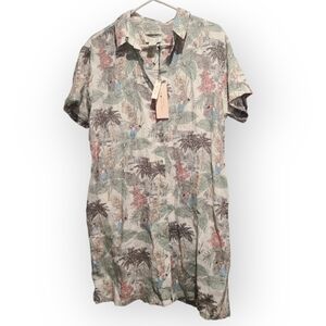 NWT Rachel Zoe 100% Linen Hawaiian Shirt Dress w. Pockets size Large
